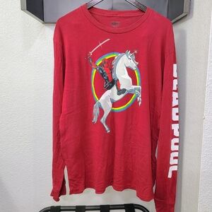 Marvel Dark Red Crew Neck Deadpool Long Sleeve Tshirt Size 2X (50/52)